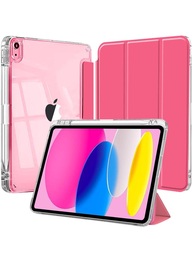 Rock Pow Case for iPad 11th (A16)  11 inch 2025 Gen/Case For iPad 10th Gen Case 2022 iPad 10 Case Slim Stand Clear Transparent Shell Back with Pencil Holder Smart Cover for 11" iPad 11th 2025/10.9"iPad 10th Gen 2022,Watermelon Red - Image 1