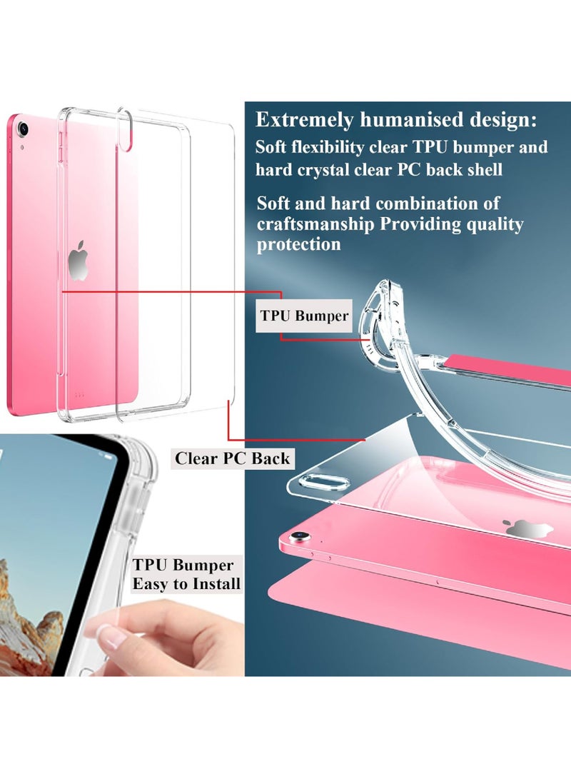 Rock Pow Case for iPad 11th (A16)  11 inch 2025 Gen/Case For iPad 10th Gen Case 2022 iPad 10 Case Slim Stand Clear Transparent Shell Back with Pencil Holder Smart Cover for 11" iPad 11th 2025/10.9"iPad 10th Gen 2022,Watermelon Red - Image 3
