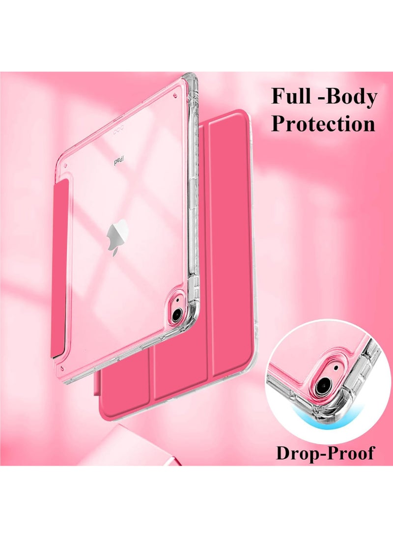 Rock Pow Case for iPad 11th (A16)  11 inch 2025 Gen/Case For iPad 10th Gen Case 2022 iPad 10 Case Slim Stand Clear Transparent Shell Back with Pencil Holder Smart Cover for 11" iPad 11th 2025/10.9"iPad 10th Gen 2022,Watermelon Red - Image 4