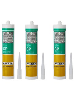 WACKER 3 Piece  Wacker Silicone Sealant General Purpose GP Clear (280ml)  - Image 1