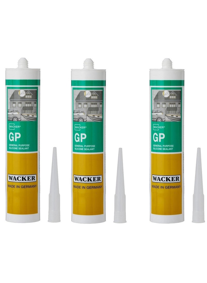 WACKER 3 Piece  Wacker Silicone Sealant General Purpose GP Clear (280ml)  - Image 2