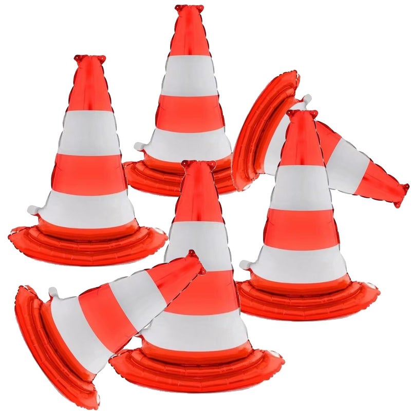 Atpata Funky 35inch 3D Traffic Safety Cones Foil Balloons - Self-Standing Decorations for Emergency Vehicles, Construction Theme, Birthday Boy Race Themed Party, Baby Shower Traffic Party Supplies (2) - Image 1