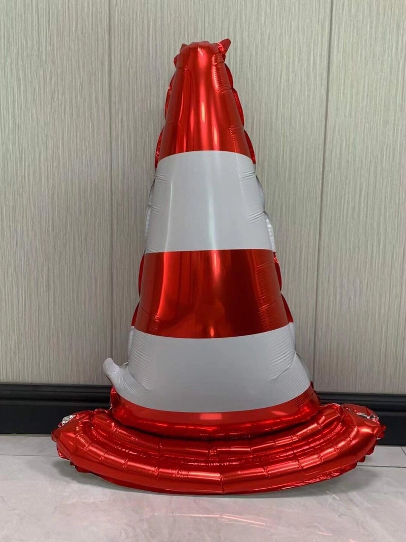 Atpata Funky 35inch 3D Traffic Safety Cones Foil Balloons - Self-Standing Decorations for Emergency Vehicles, Construction Theme, Birthday Boy Race Themed Party, Baby Shower Traffic Party Supplies (2) - Image 2