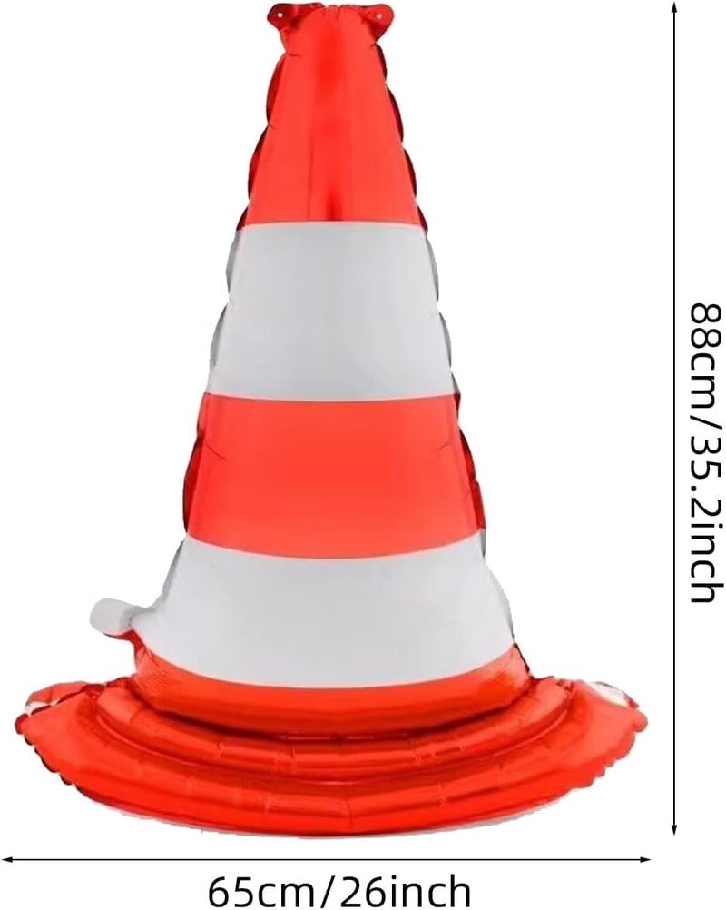 Atpata Funky 35inch 3D Traffic Safety Cones Foil Balloons - Self-Standing Decorations for Emergency Vehicles, Construction Theme, Birthday Boy Race Themed Party, Baby Shower Traffic Party Supplies (2) - Image 4
