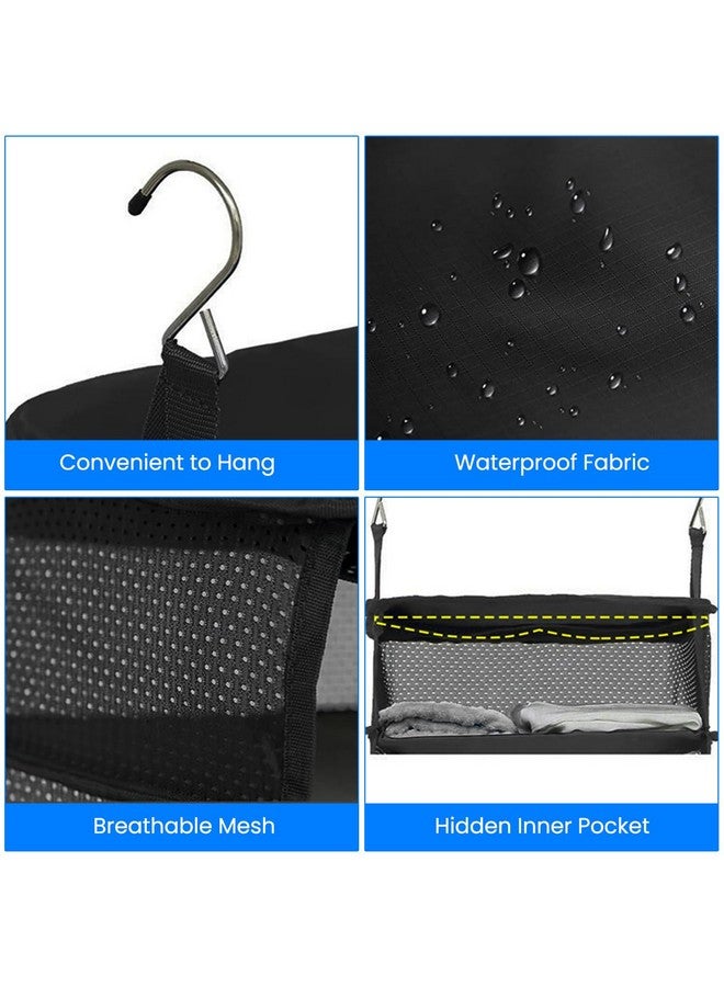 STHIRA STHIRA® Hanging Luggage Organizer Car Hanging Travel Bag Triple Layer Car Trunk Organizer with Bottom Compartment Oxford Cloth Car Storage Organizer Space-Saving Car Boot Organizer for Travel, Camping - Image 4