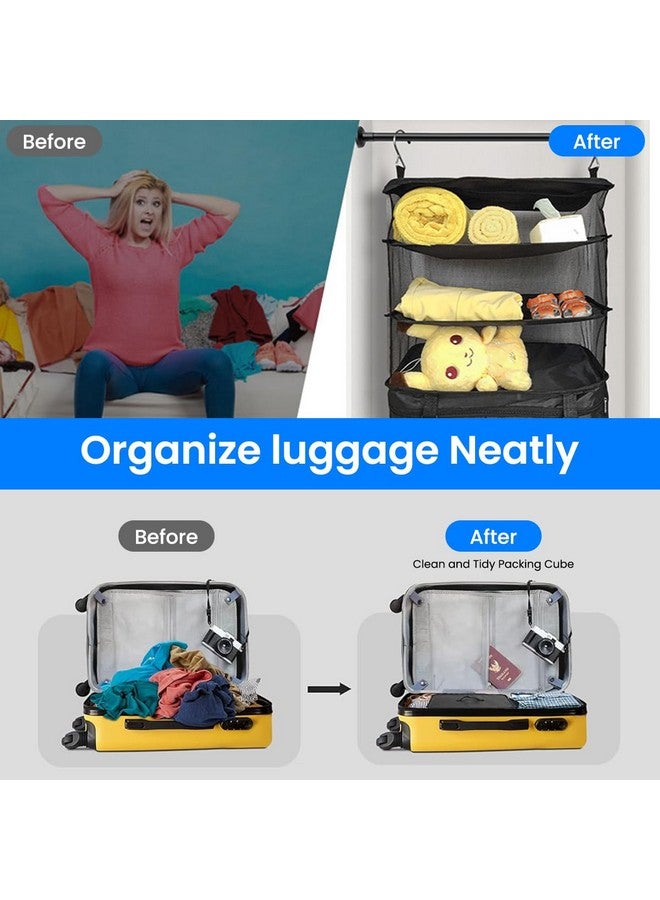 STHIRA STHIRA® Hanging Luggage Organizer Car Hanging Travel Bag Triple Layer Car Trunk Organizer with Bottom Compartment Oxford Cloth Car Storage Organizer Space-Saving Car Boot Organizer for Travel, Camping - Image 3