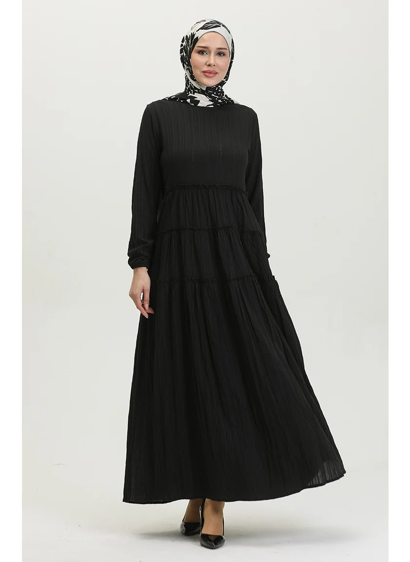 Sefa Merve Pleated Dress 0395-01 Black