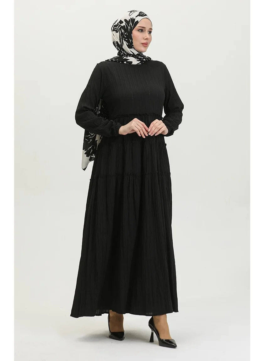 Sefa Merve Pleated Dress 0395-01 Black