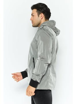 GEOX Men Plain Windbreaker Jacket, Grey  - Image 2
