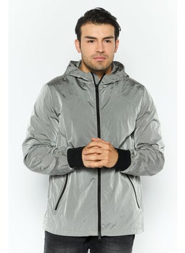 GEOX Men Plain Windbreaker Jacket, Grey  - Image 1