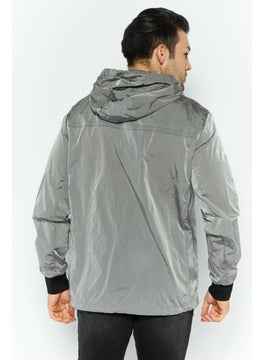 GEOX Men Plain Windbreaker Jacket, Grey  - Image 4
