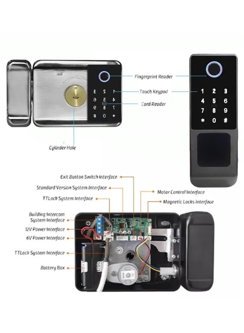 XiuWoo Fingerprint Door Lock Waterproof Outdoor Gate Lock App Digital Passcode IC Card Keyless Front Door Electronic Lock - Image 3