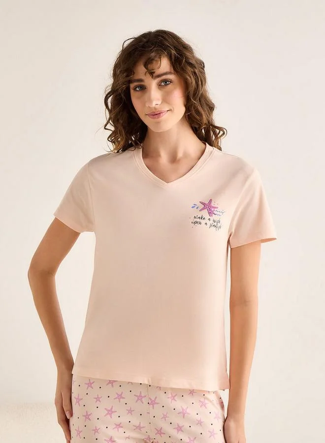 Splash FAV Pyjama Set V-neck T-shirt & Trousers Cotton