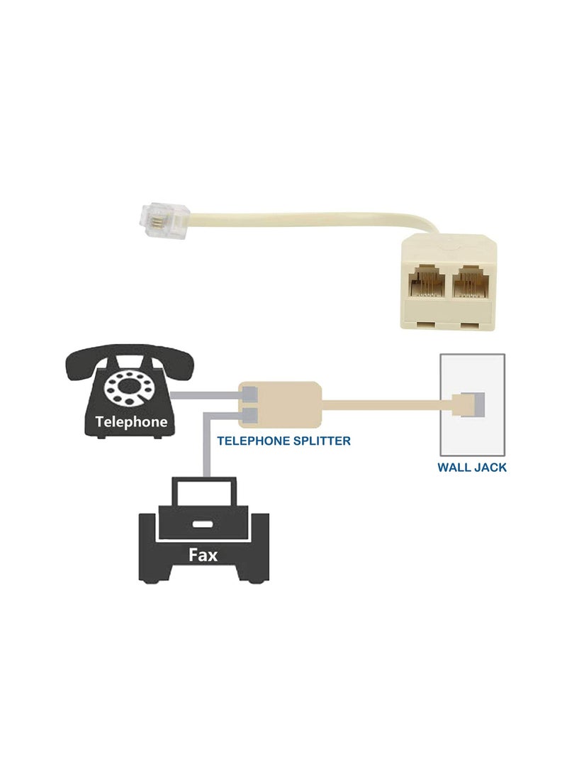 2 Pieces Telephone Splitter, RJ11 Male to Female Two Way Telephone Splitter Converter Cable Splitter Adapter - Image 2