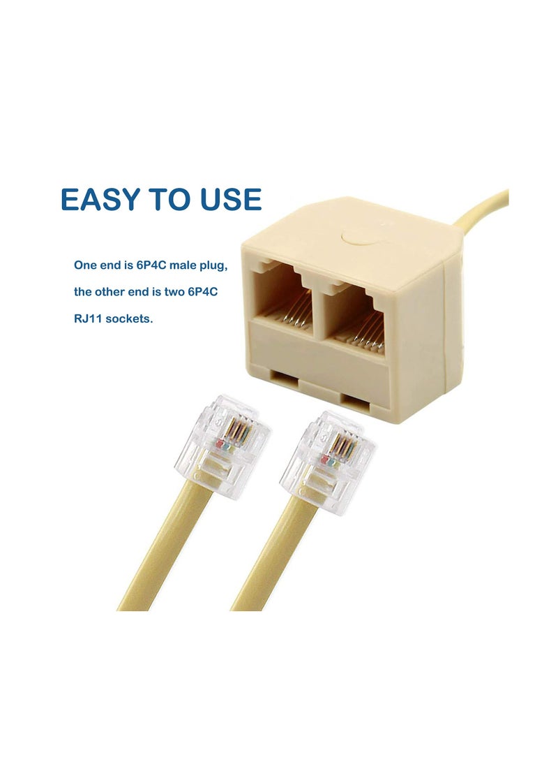 2 Pieces Telephone Splitter, RJ11 Male to Female Two Way Telephone Splitter Converter Cable Splitter Adapter - Image 3