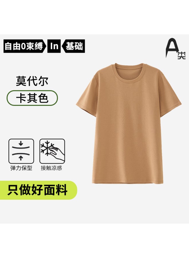 Class A Cotton Mo Women's T-shirt Summer Cool Short-sleeved Women's T-shirt Lyocell Tencel Versatile Casual T-shirt Short-sleeved
