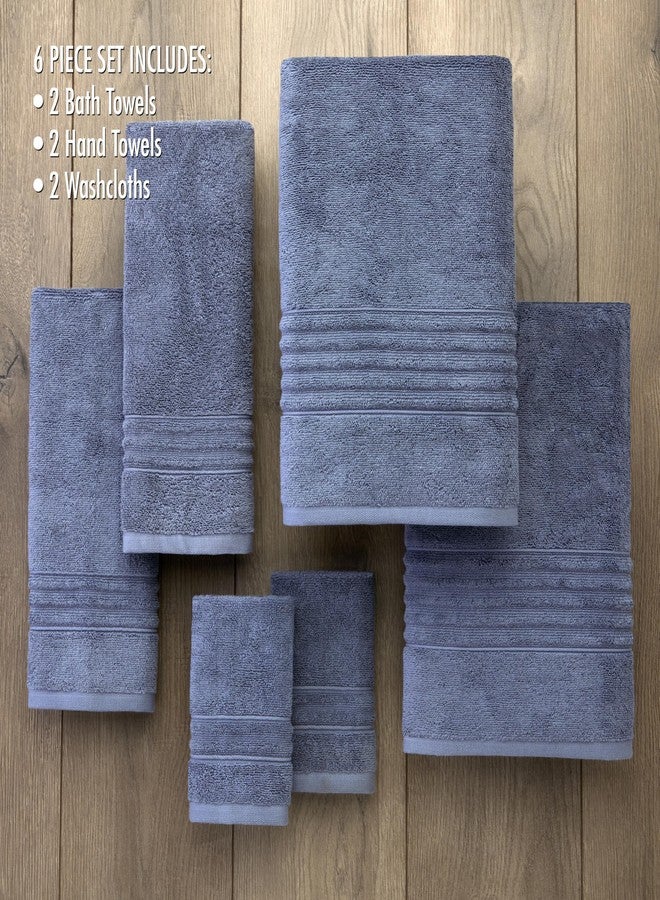 اس كيه ال هوم طقم مناشف SKL Home Classic SoftTouch Cotton Premium، مكون من 6 قطع، أزرق دينم - Image 3