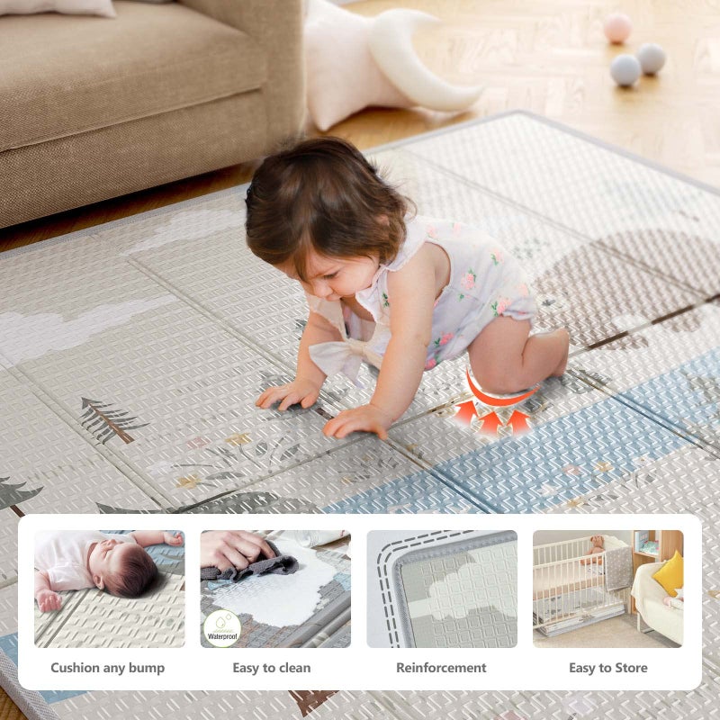 Fodoss Baby Playpen with Mat, Small Play Pen(47x47inch), for Babies and Toddlers, Pen Apartment, Yard Baby, Fence Area Playyard Activity Center (Dark Gray) - Image 2