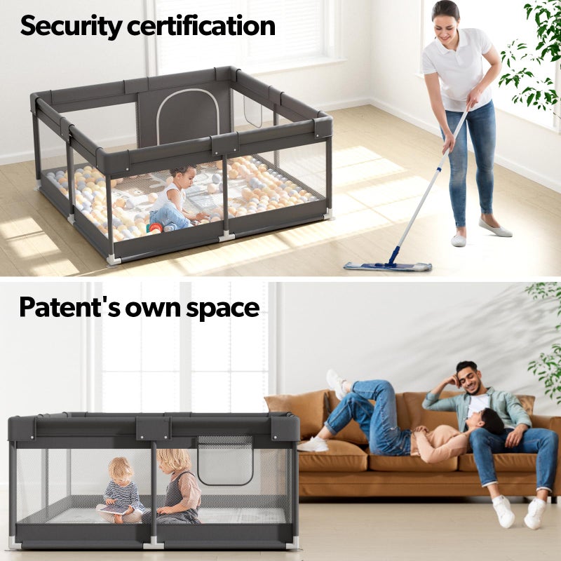 Fodoss Baby Playpen with Mat, Small Play Pen(47x47inch), for Babies and Toddlers, Pen Apartment, Yard Baby, Fence Area Playyard Activity Center (Dark Gray) - Image 4