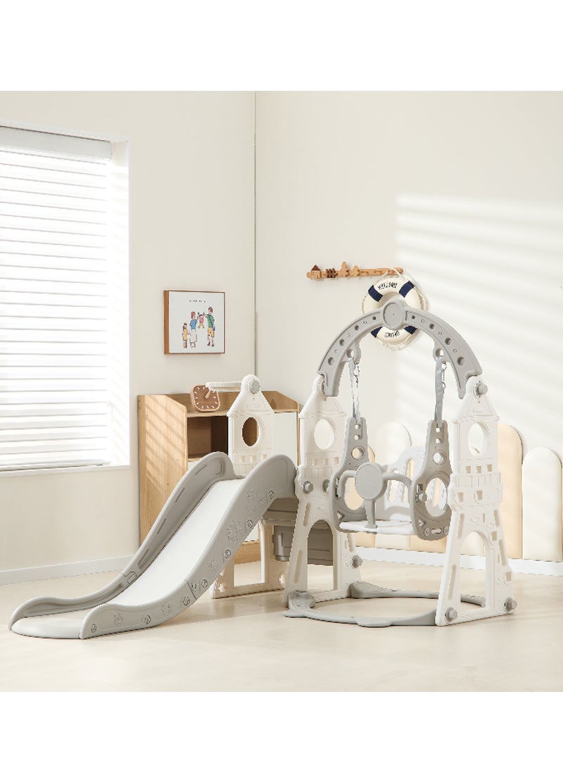 إيزي سو مجموعة زحليقة وأرجوحة 3 في 1 للأطفال، ملعب داخلي/خارجي للأطفال الرضع مع طوق كرة سلة، زحليقة تسلق، مجموعة لعب للأطفال الصغار للأولاد والبنات في ملعب الفناء الخلفي - Image 2