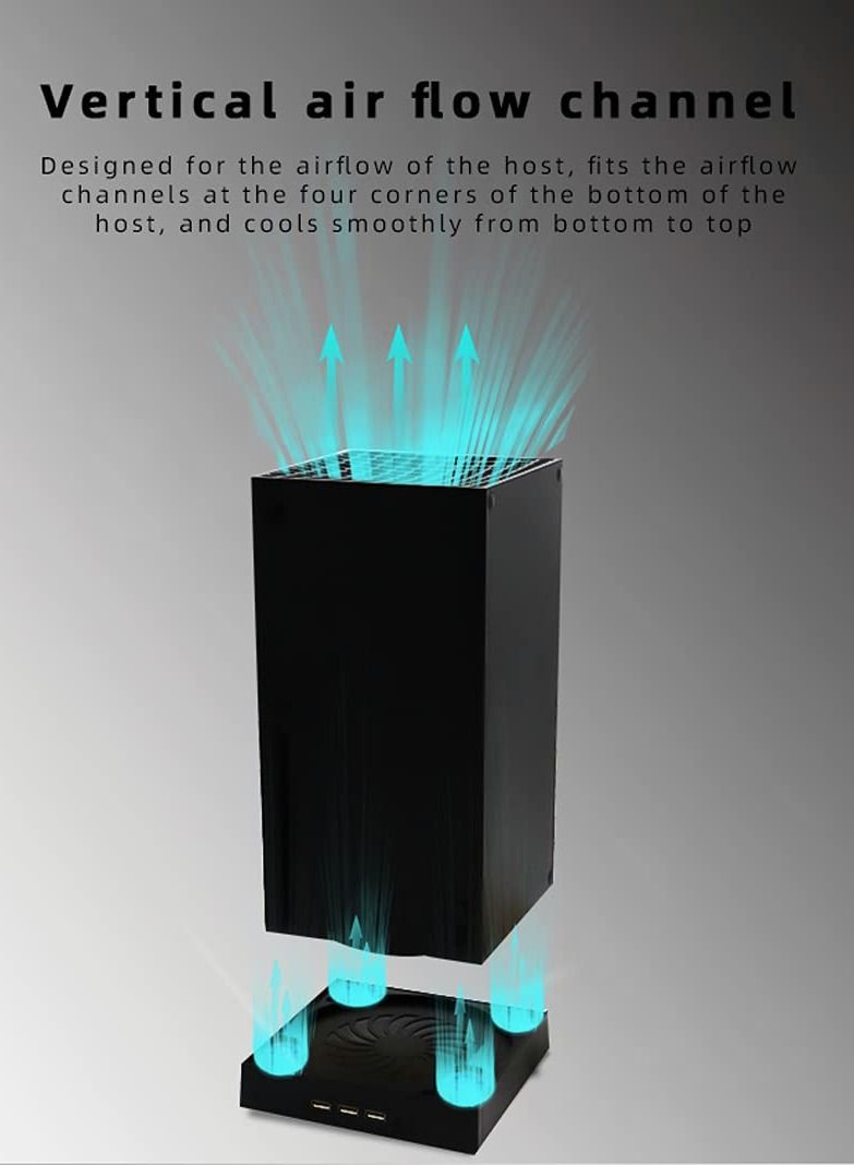 Cooling Fan for Xbox Series X with 4 Fan and 3 USB Port, External Cooler Turbo, Console Standing Mount Cooling System  - Image 2