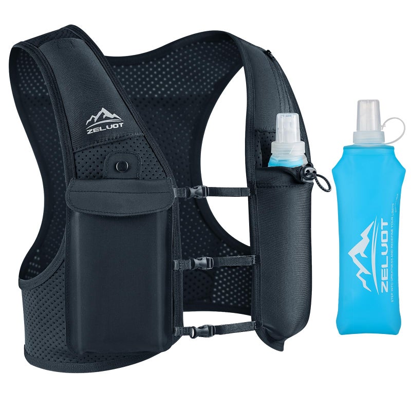 Zelvot Running Vest for Women Men, USA Original Patent, Adjustable Chest Straps Running Hydration Vest with 500ml Soft Flask, Lightweight Breathable Reflective Running Vest for Trail Running - M/L - Image 1