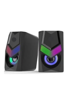 ماركة غير محددة DHE-6000 WIRED SPEAKER RGB BACKLIGHT AUDIO PLAYER MULTIMEDIA STEREO MINI 360 SURROUND SOUND SUBWOOFER (BLACK)  - Image 3
