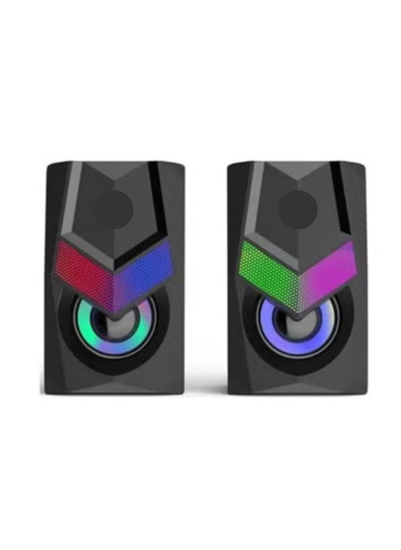 ماركة غير محددة - DHE-6000 WIRED SPEAKER RGB BACKLIGHT AUDIO PLAYER MULTIMEDIA STEREO MINI 360 SURROUND SOUND SUBWOOFER (BLACK) - Image 1