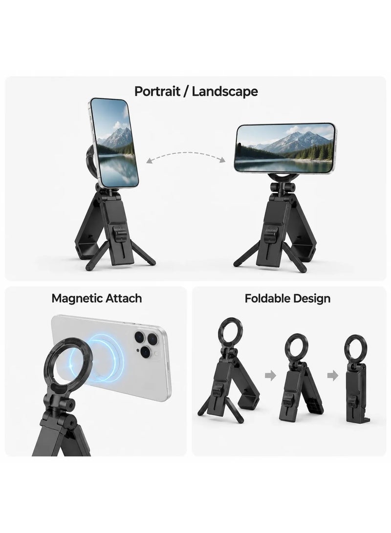 Goji 3-in-1 Magnetic Phone Holder Tripod Clamp Stand, 360° Adjustable Foldable - Image 3