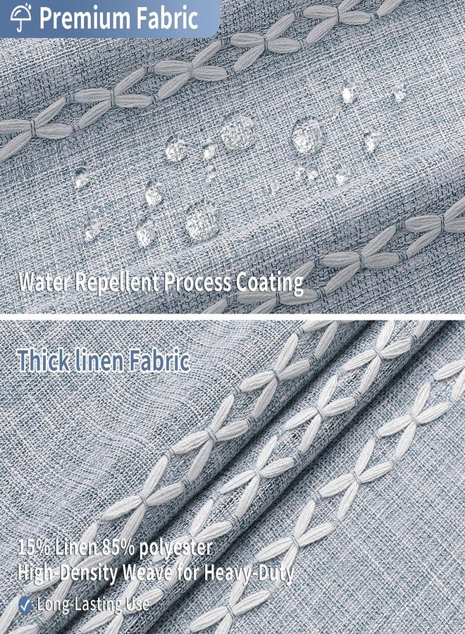 MitoVilla Boho Extra Long Shower Curtain 72 x 84, Blue 84 inch XL Polyester Linen Tassel Fabric Shower Curtain Set with Hooks for Vintage Country Farmhouse Bathroom Decor, Thick & Wrinkle Resistant - Image 3