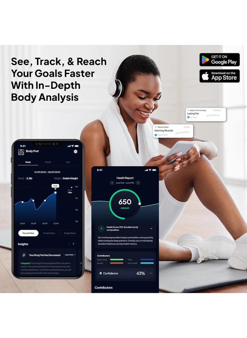 HumeHealth Hume Health - The Body Pod Home Analyzer And Free Bluetooth App 45+ Key Metrics Accurate Personalized Data Composition Scale Smart For Weight Hsa & Fsa Eligible - Image 5