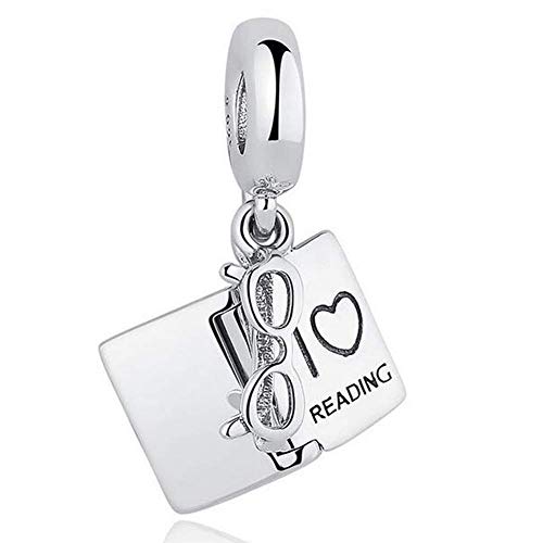 Artever 925 Sterling Silver I Love Reading Dangle Charm Beads Lucky Book Fits Pandora Bracelet Charms & European Bracelets (Book) - Image 1
