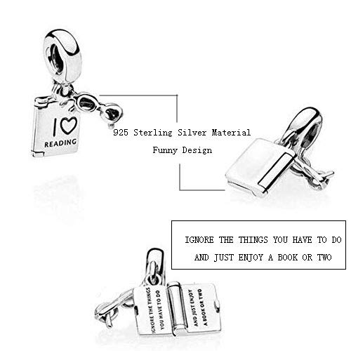 Artever 925 Sterling Silver I Love Reading Dangle Charm Beads Lucky Book Fits Pandora Bracelet Charms & European Bracelets (Book) - Image 4