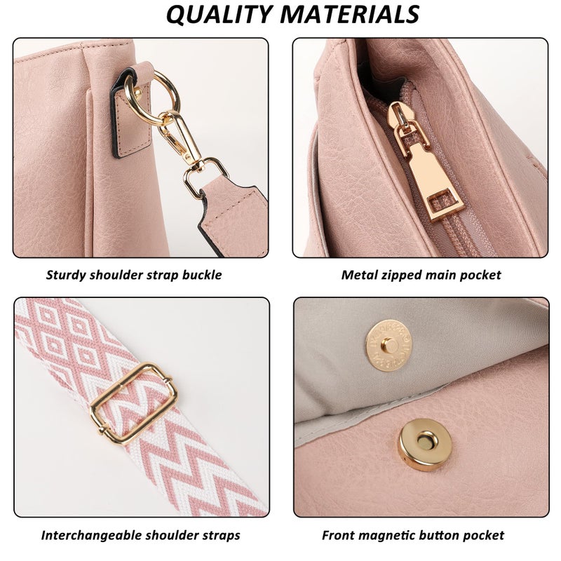TANTOMI Crossbody Purses for Women Vegan Leather Crossbody Bags Handbags for Everyday (Pink) - Image 5