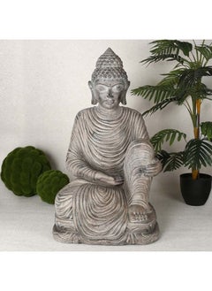 Sitting Buddha Figurine, Cream & Brown