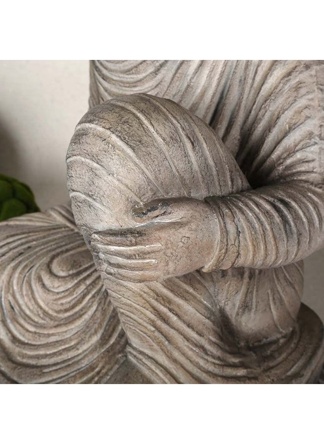 homes r us - Sitting Buddha Figurine, Cream & Brown - Image 1