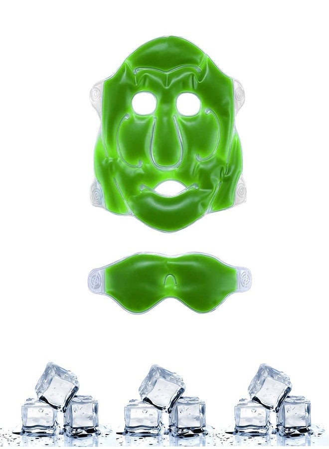 Debire Aloe Vera Cool Gel Face Mask And Eye Mask Set For All Skin Types Summer Ice Cooling Sleeping Mask for Eye Patches Remove Dark Circles Fatigue Cool Eyes Patch Pads Eye Care (Green_1) - Image 1