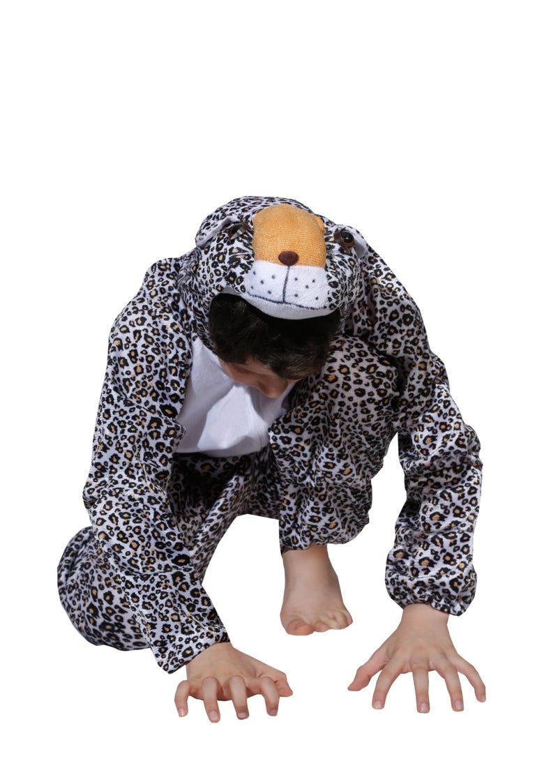 Toy Box Kids Leopard Costume Jumpsuit with Hood, Animal Fancy Dress, Party Outfit, Size L(6-7Years) - Image 2