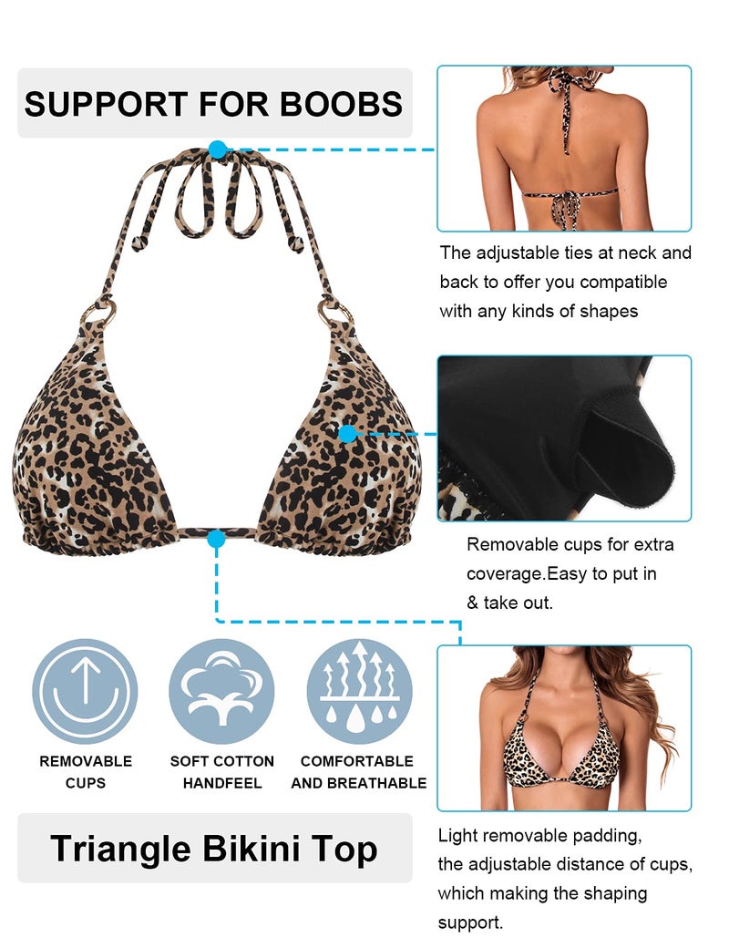 RELLECIGA Women's Leopard(Ring Style) Triangle Bikini Set Swimsuit for Women Size Medium - Image 3