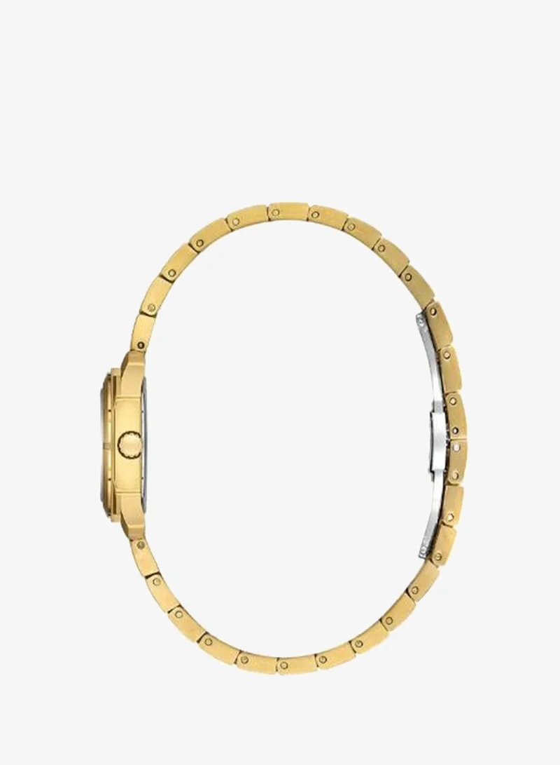 DANIEL KLEIN Women's Stainless Steel Gold Brass Case Analog Silver Round Sunray Dial Japanese Quartz Premium 30 Meters Water Resistant