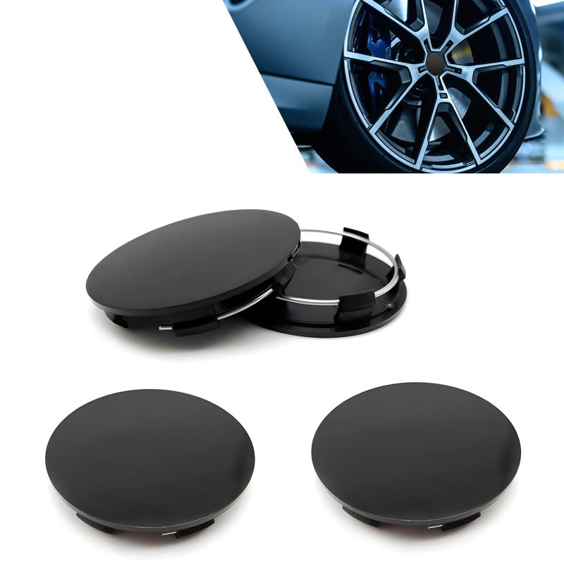 Ferianl 4 PCS Car Wheel Center Caps, 60MM/2.36In OD 56MM/2.2In ID, ABS Snap-in Vehicle Rim Hub Caps, Anti-Falling Rust-Proof Wheel Hub Decoration, Universal for SUV, Sedan, Truck(Black) - Image 1