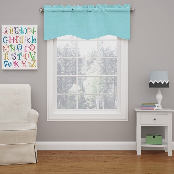 KENDALL MODERN SCALLOPED VALANCE ROD POCKET WINDOW CURTAIN FOR KITCHEN OR BATHROOM 42 X 18 POOL