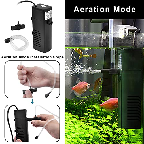 DOMICA 100GPH 5W Internal Aquarium Filter with Aeration System Power Filter for 5 to 15 Gallons Fish Tank, Submersible Fish Tank Filter - Image 3