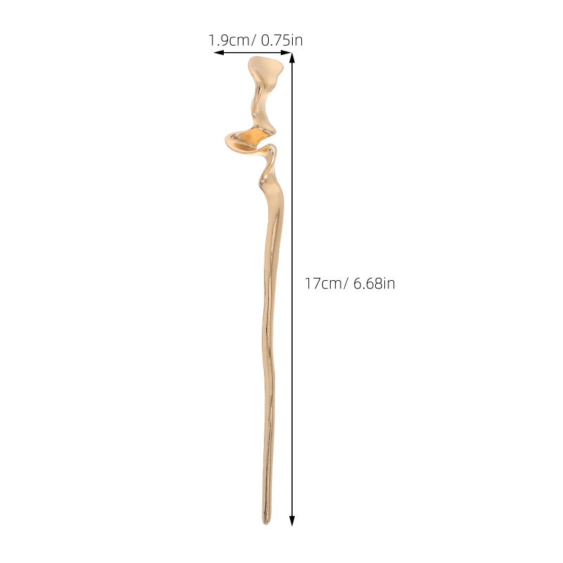 Lurrose 2pcs Chinese Hair Sticks: Gold Hair Chopsticks - Geometric Metal Pins for Women Bun Maker Chignon Maker Accessories - Image 2