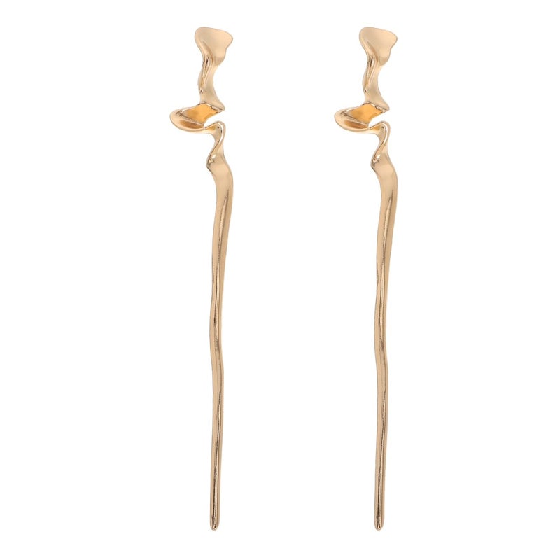 Lurrose 2pcs Chinese Hair Sticks: Gold Hair Chopsticks - Geometric Metal Pins for Women Bun Maker Chignon Maker Accessories - Image 1