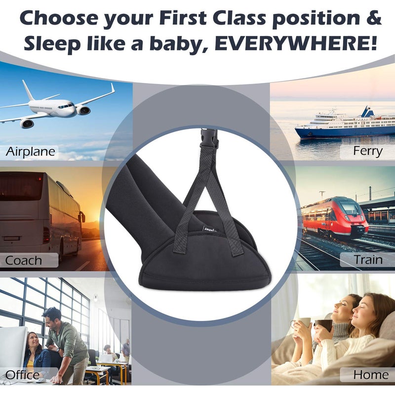 Angemay Upgraded Airplane Foot Rest (Premium Memory Foam) - Thickened Super-Size Airplane Foot Hammock to Relax Your Feet - Perfect Airplane Travel Essentials for Long Flight Plane Travel Foot Leg Rest - Image 5