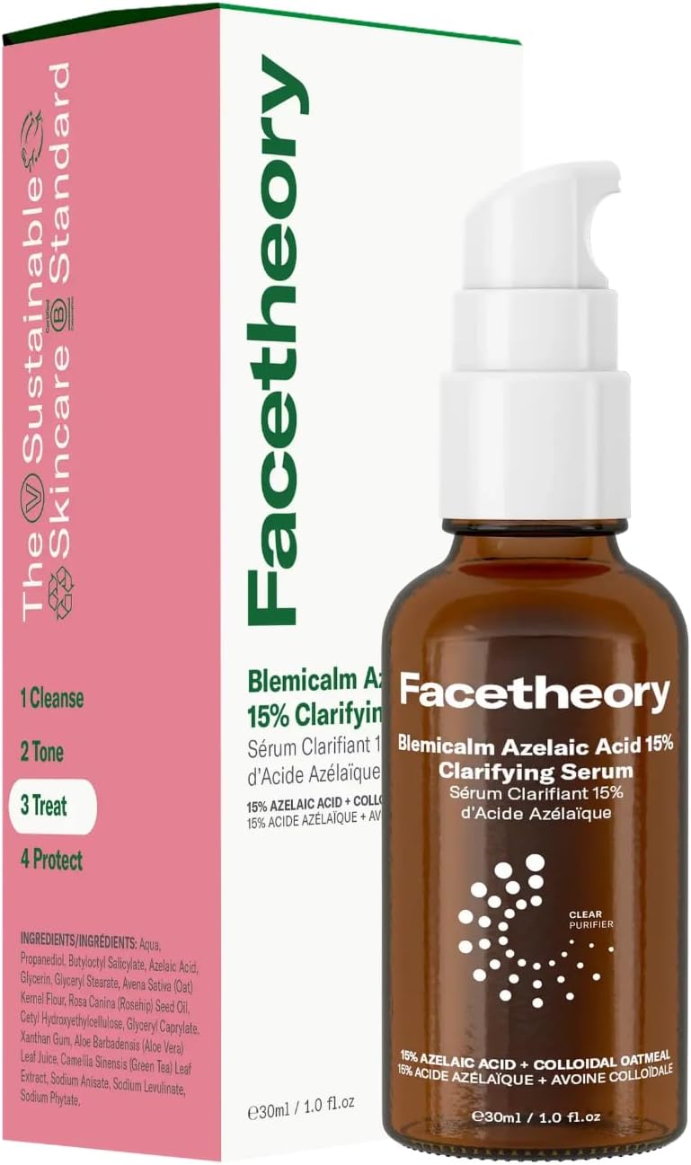 facetheory Blemicalm Azelaic Acid 15 Clarifying Serum Unscented Control Blemishes Redness Breakouts with Powerful Azelaic Acid Serum Azelaic Acid Cream for Clearer Skin 30 ml