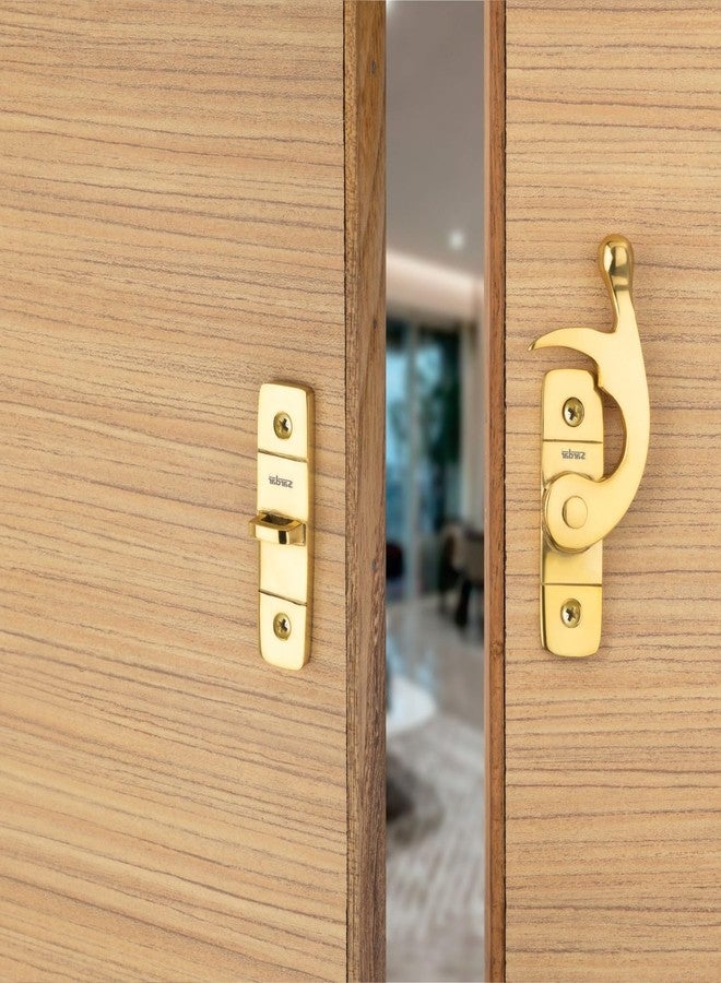 Sardar DL-05 Brass Flip Latch| Double Door Lock Hardware|Safety Door Latch Lock| Heavy Duty Door Stopper (Gold Left) - Image 2