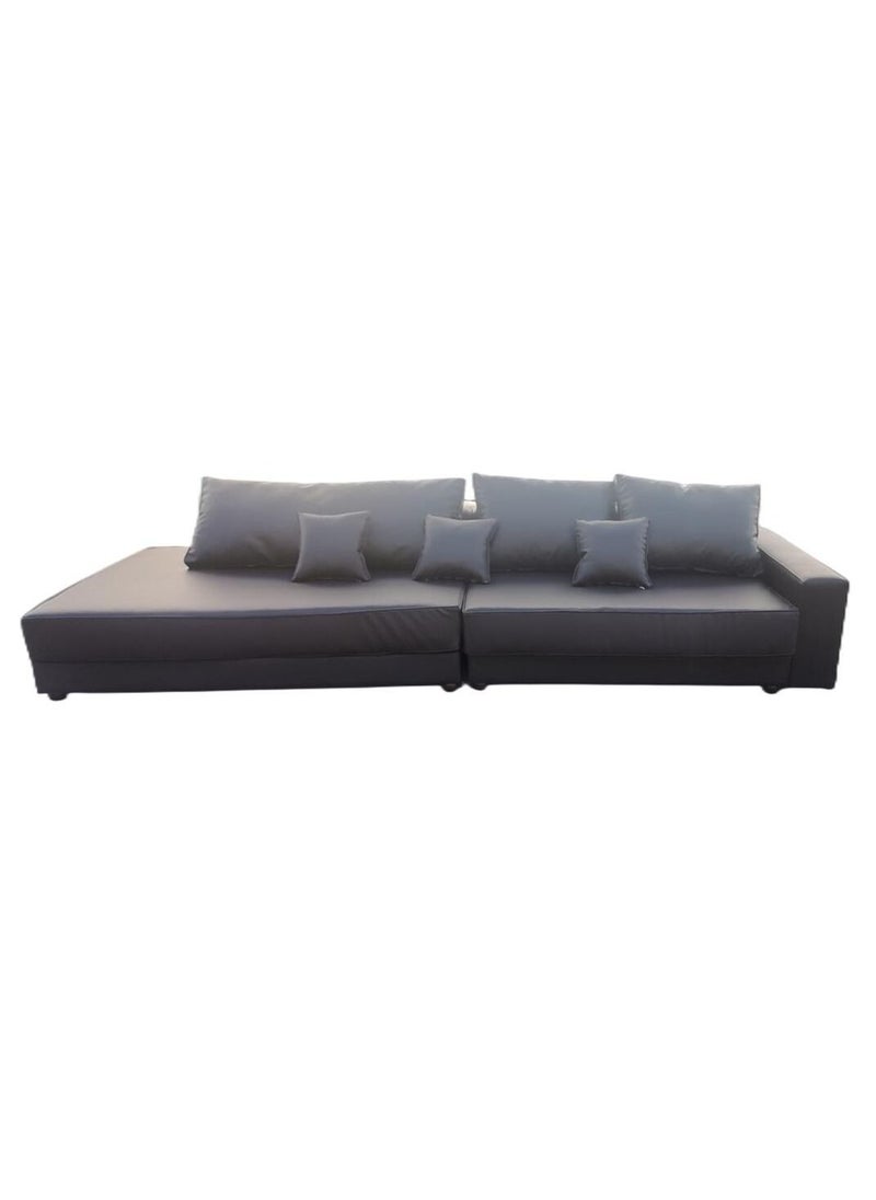 AAF FURNITURE Light Luxury Style Furniture Corner L Shaped Sofa Set Without Pillow  4 Seater Black 355x130x52  - Image 1