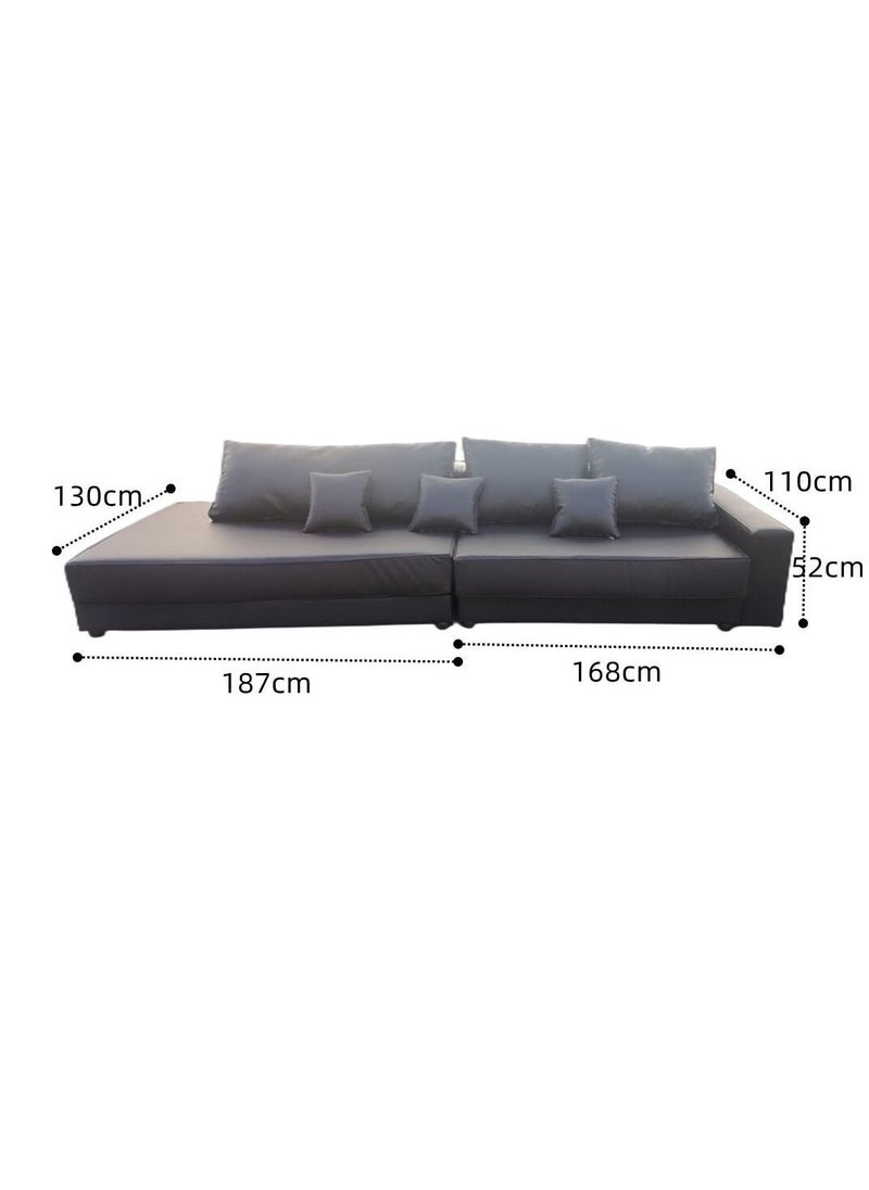AAF FURNITURE Light Luxury Style Furniture Corner L Shaped Sofa Set Without Pillow  4 Seater Black 355x130x52  - Image 4